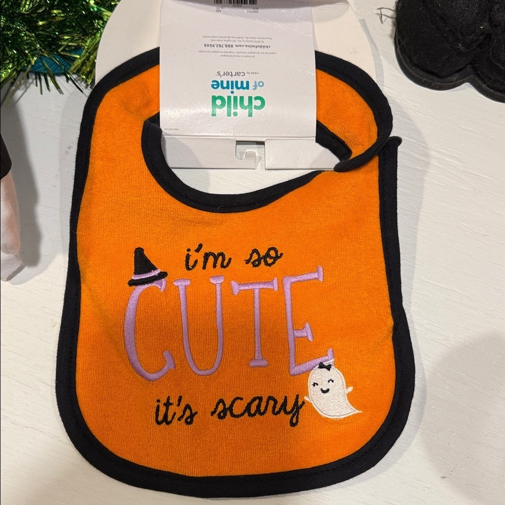 Orange Halloween I’m So Cute It’s Scary Baby Water Resistant Bib New
